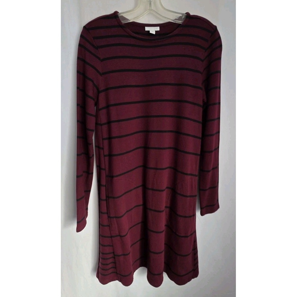J. Jill Women Dress Small  Burgundy Striped Sweater Long Sleeve